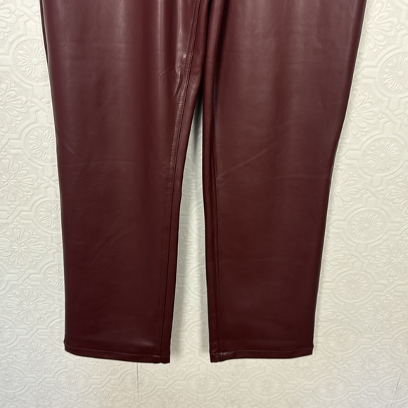 Abercrombie & Fitch Curve Love Vegan Leather 90s Straight Pants Brown Red 29 8 - Picture 7 of 10